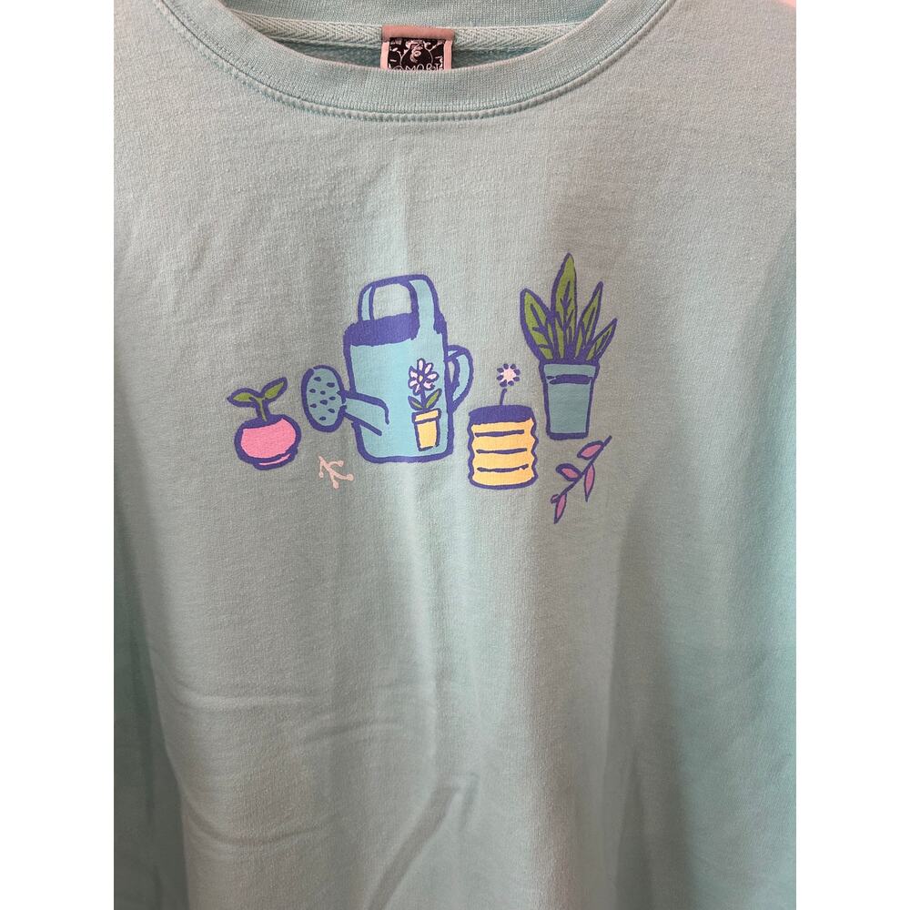 A home for flowers by artist OMOCAT sweatshirt mint garden - Picture 2 of 9